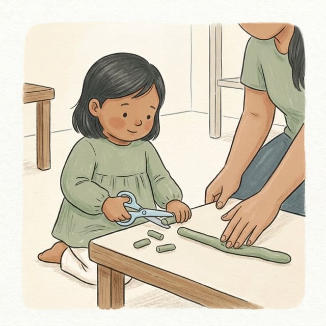 First Snips: illustration of a toddler doing the activity