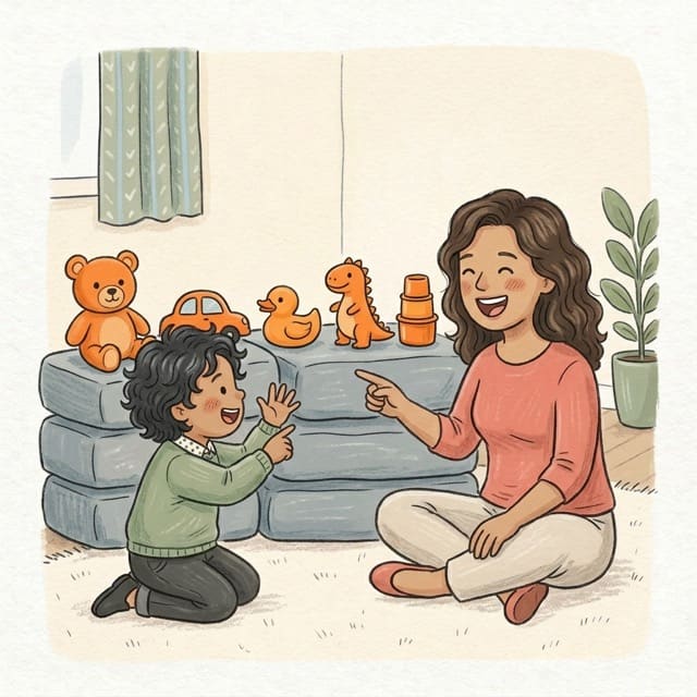 Five Pumpkins on a Wall: illustration of a toddler doing the activity
