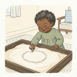Flour Finger Drawing illustration