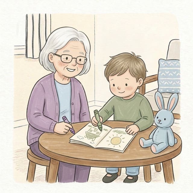 Folded Story Book: illustration of a toddler doing the activity