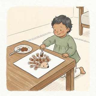 Fork Print Hedgehogs illustration