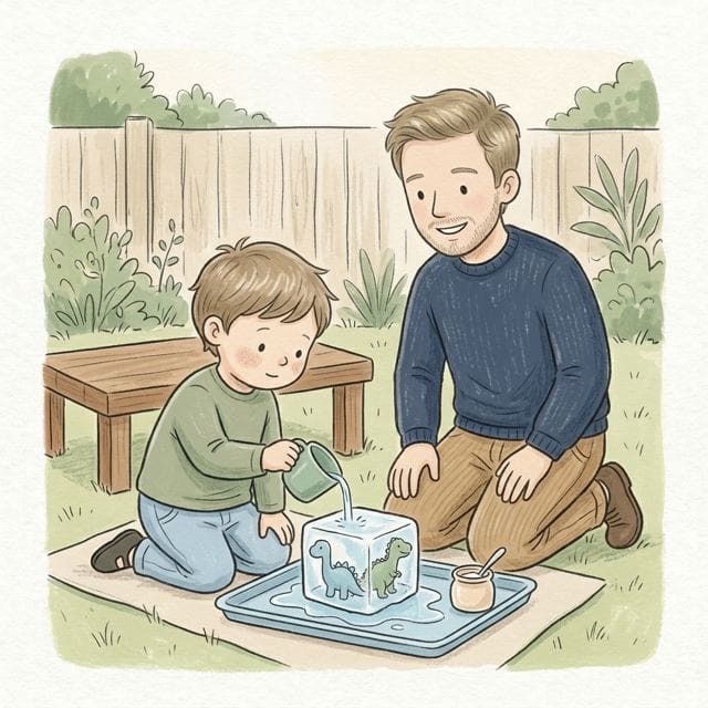 Frozen Toy Rescue: illustration of a toddler doing the activity