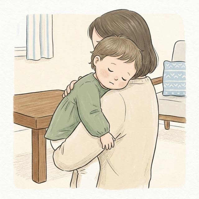 Gentle Hum Rock: illustration of a toddler doing the activity