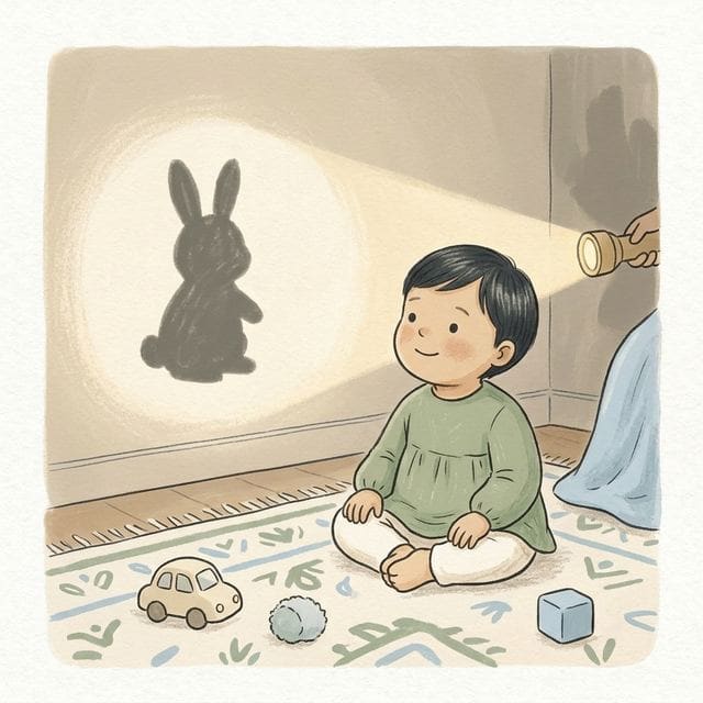 Gentle Torch Shadows: illustration of a toddler doing the activity