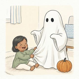 Ghost Sheet Peekaboo illustration