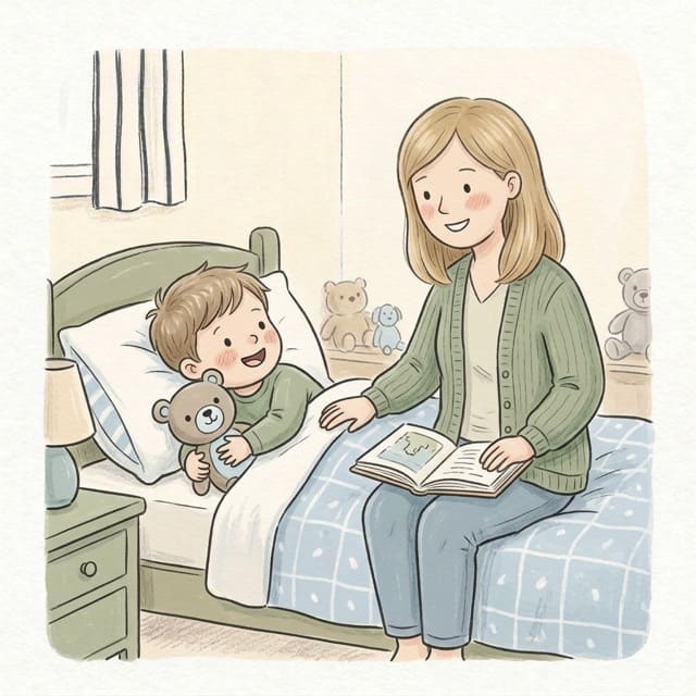 Goodnight Rhymes: illustration of a toddler doing the activity