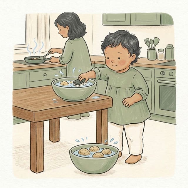 Helping in the kitchen safely: illustration