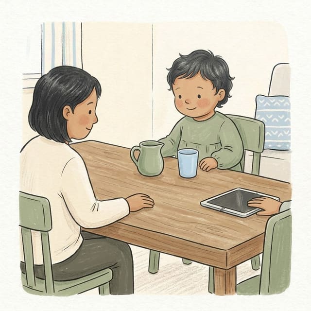 Mealtime without the iPad: illustration