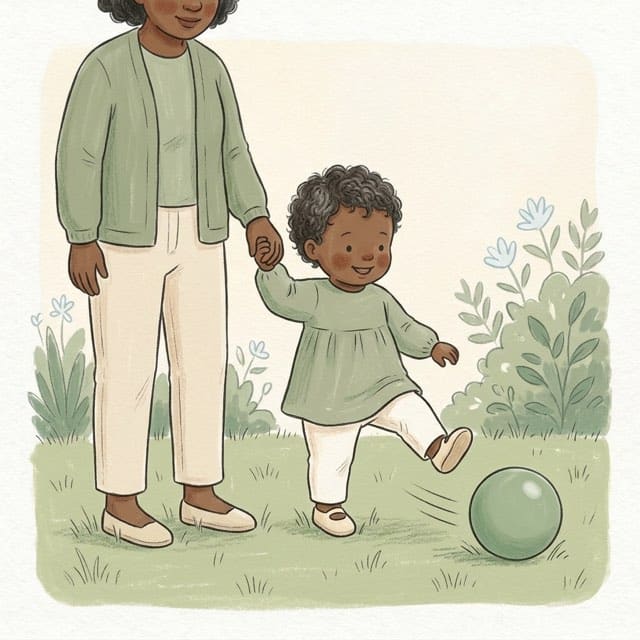 Hand in Hand Kick: illustration of a toddler doing the activity