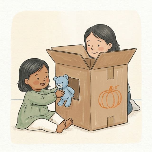 Haunted House Box: illustration of a toddler doing the activity