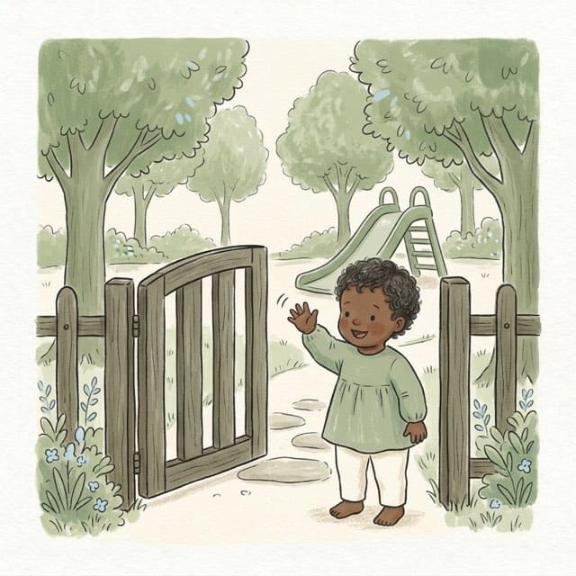 Hello, Park! Bye, Park!: illustration of a toddler doing the activity