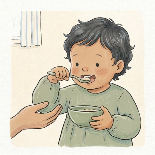 Help at the Elbow: illustration of a toddler doing the activity