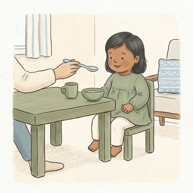 Here's Your…: illustration of a toddler doing the activity