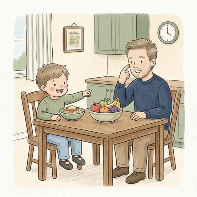 I Spy First Sounds: illustration of a toddler doing the activity