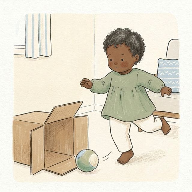 Kick To The Box: illustration of a toddler doing the activity