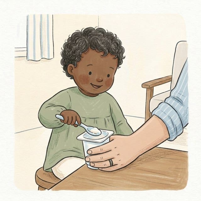 The Last of the Yoghurt: illustration of a toddler doing the activity