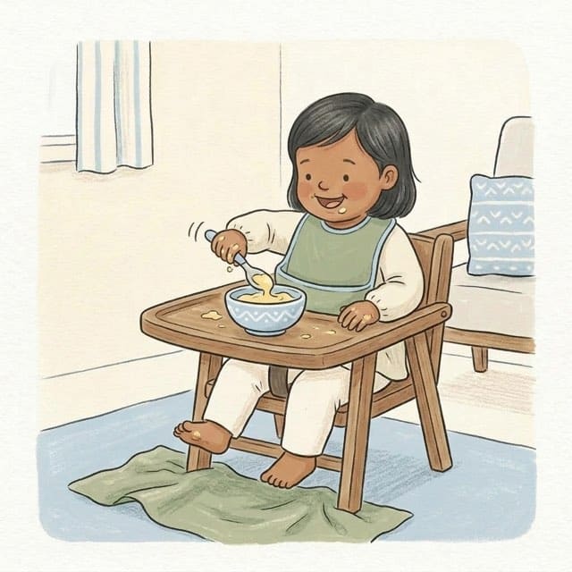 Let It Land Everywhere: illustration of a toddler doing the activity