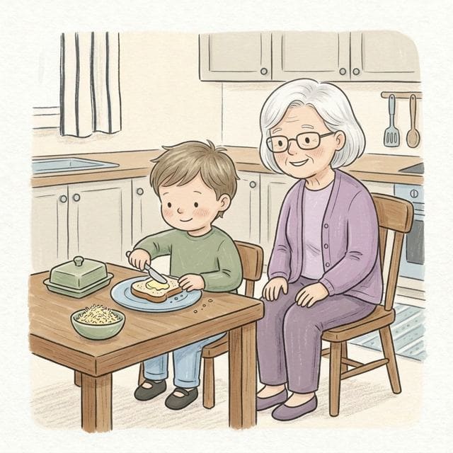 Make Your Own Sandwich: illustration of a toddler doing the activity