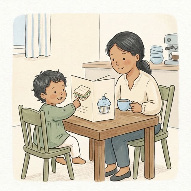 Menu Picture Point: illustration of a toddler doing the activity