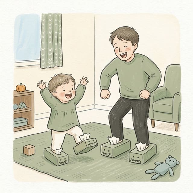 Monster Feet Stomp: illustration of a toddler doing the activity