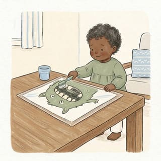 Monster Teeth Brushing illustration