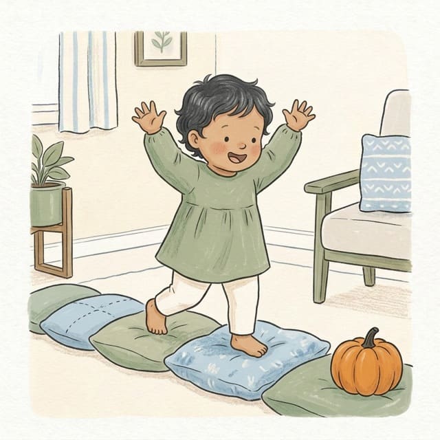Monster Walk: illustration of a toddler doing the activity