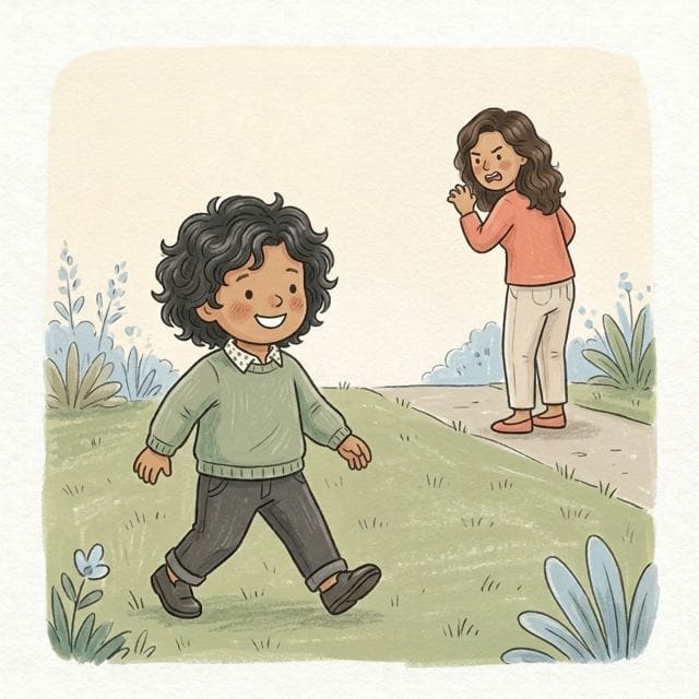 Mr Wolf Chase: illustration of a toddler doing the activity