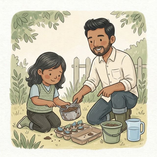 Mud Pie Recipes: illustration of a toddler doing the activity
