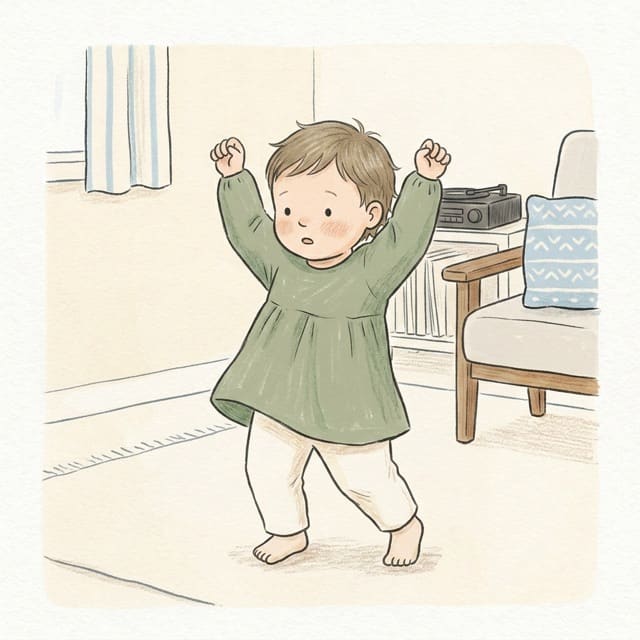 Music Freeze Dance: illustration of a toddler doing the activity