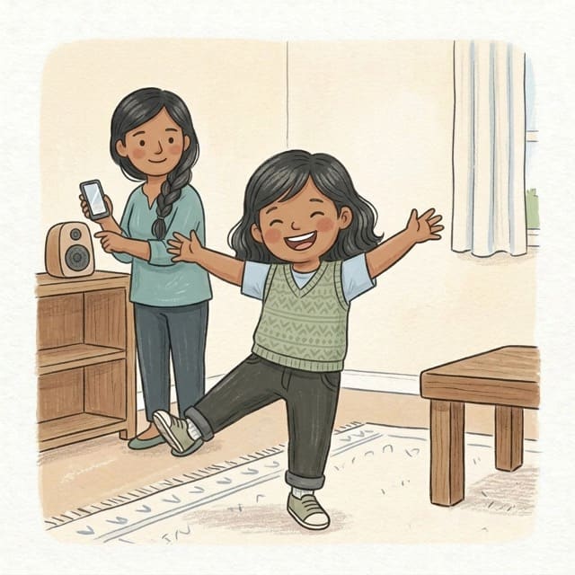 Musical Statues: illustration of a toddler doing the activity