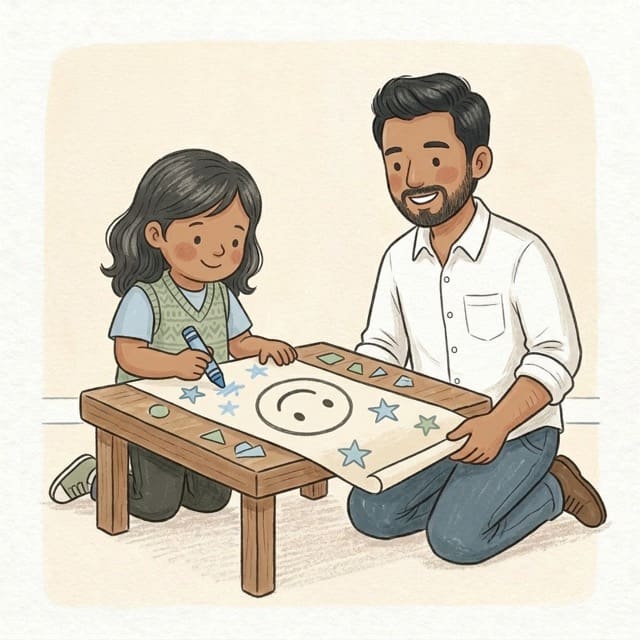 Name Sign for the Door: illustration of a toddler doing the activity