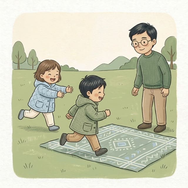 Our Own Chase Game: illustration of a toddler doing the activity