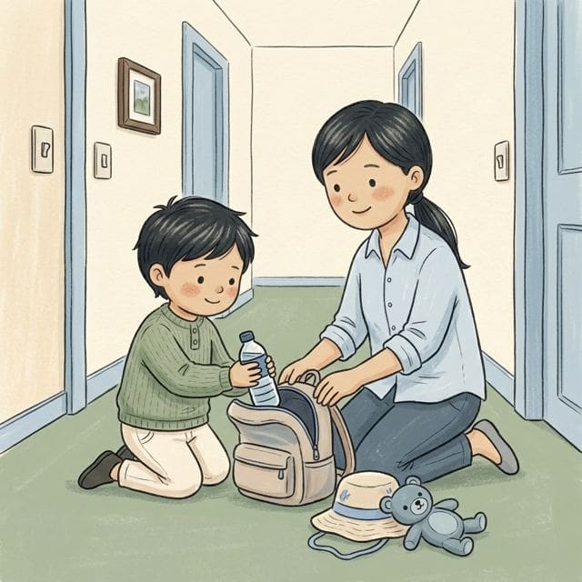 Pack Your Own Bag: illustration of a toddler doing the activity