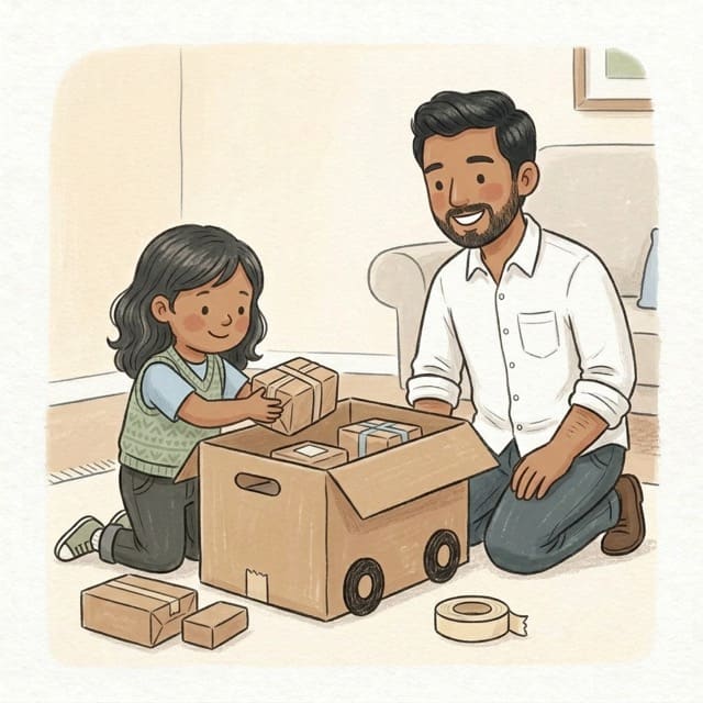 Parcel Post Office: illustration of a toddler doing the activity