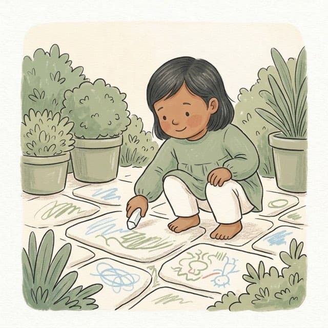 Pavement Chalk: illustration of a toddler doing the activity