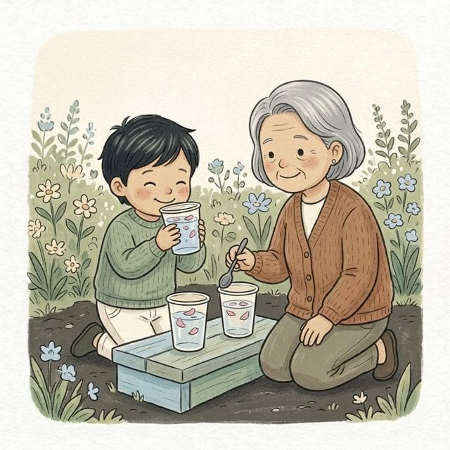 Petal Perfume: illustration of a toddler doing the activity