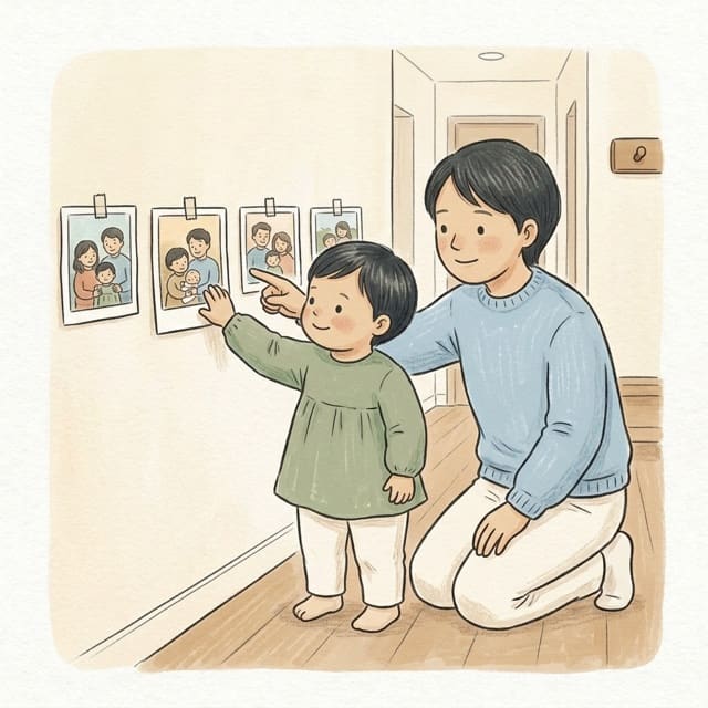 Photo Hello Wall: illustration of a toddler doing the activity