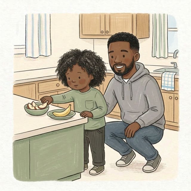 Pick Your Snack: illustration of a toddler doing the activity