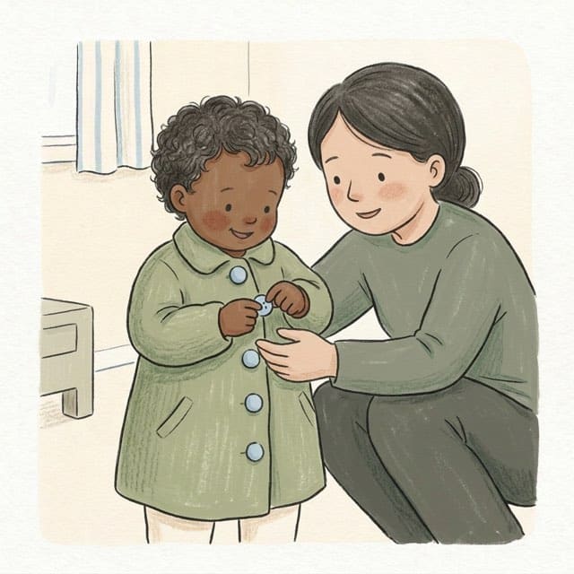 Pinch and Push: illustration of a toddler doing the activity