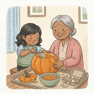 Pumpkin Scoop and Sort illustration
