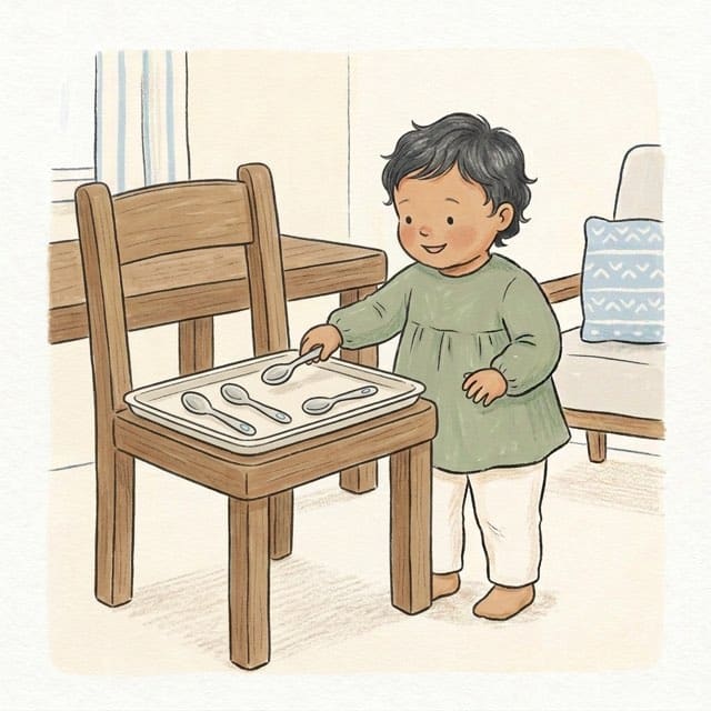 Put Them Back: illustration of a toddler doing the activity