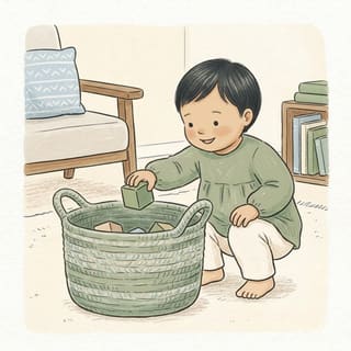Put Toys in the Bin illustration