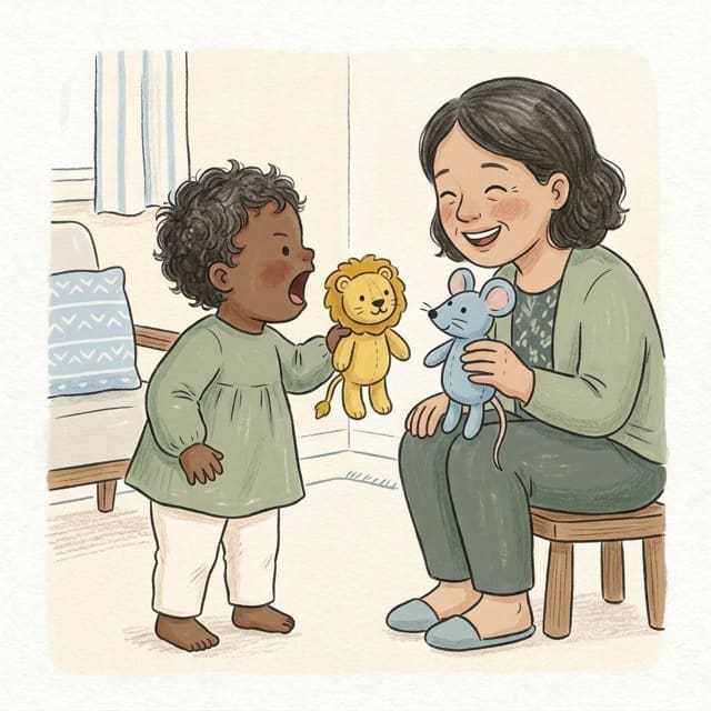 Quiet Mouse, Loud Lion: illustration of a toddler doing the activity