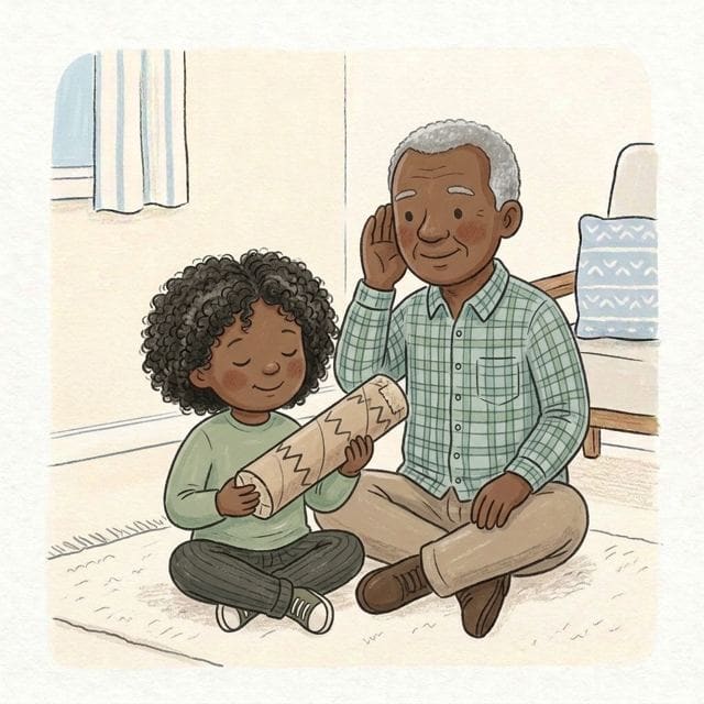 Rain Stick Music: illustration of a toddler doing the activity