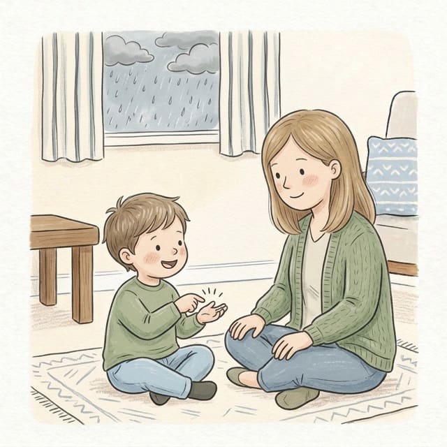 Rainstorm Body Band: illustration of a toddler doing the activity