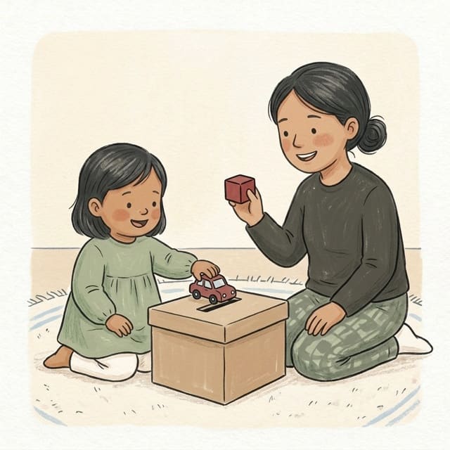 Red Box Post: illustration of a toddler doing the activity