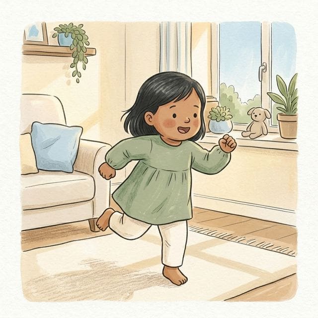 Stop And Go Freeze: illustration of a toddler doing the activity