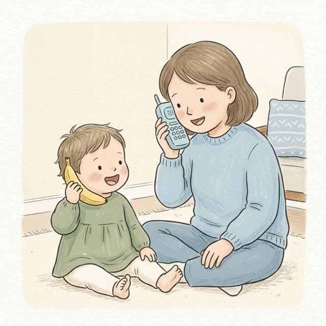 Ring Ring, Hello: illustration of a toddler doing the activity