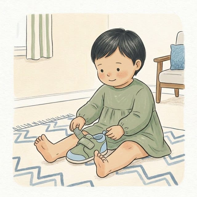Rip the Velcro: illustration of a toddler doing the activity