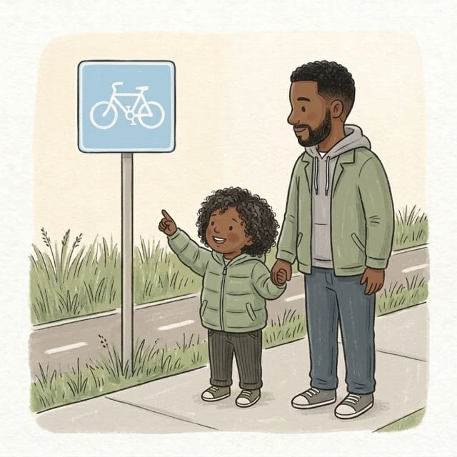 Road Sign Shapes: illustration of a toddler doing the activity